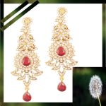 Touchstone "Hollywood Glamour Oscar Collection" Indian Paisley Motif Designer Bridal Jewelry Long Chandelier Earrings In Antique Gold and White Tone For Women. - Image 7